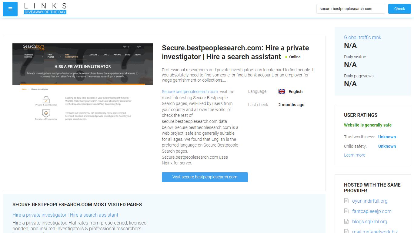 Secure.bestpeoplesearch.com: Hire a private investigator | Hire a ...