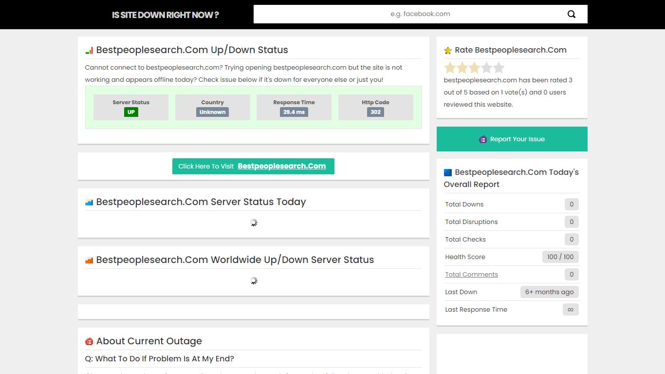 Is Bestpeoplesearch.com Down Right Now? - Bestpeoplesearch.com not working